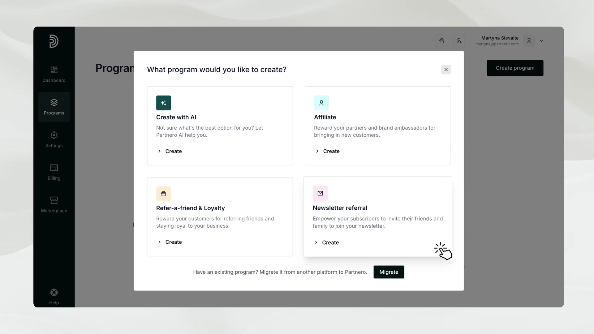 Creating a program on Partnero